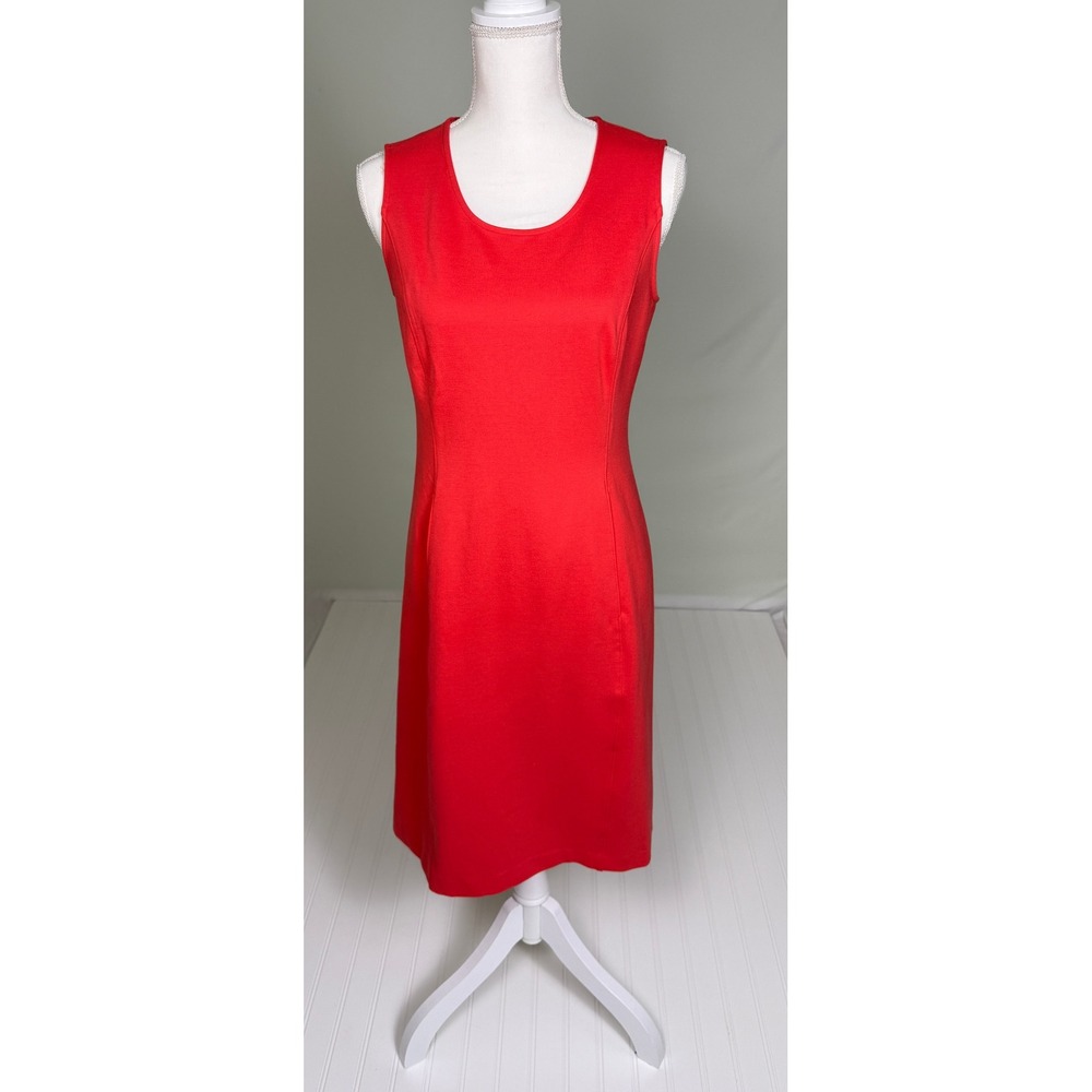 Lands' End Ponte Knit Sheath Dress Sleeveless Career Office Bold Coral NWT 6